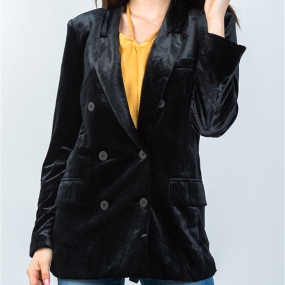 VELVET DOUBLE BREAST BLAZER - Picture 2 of 4